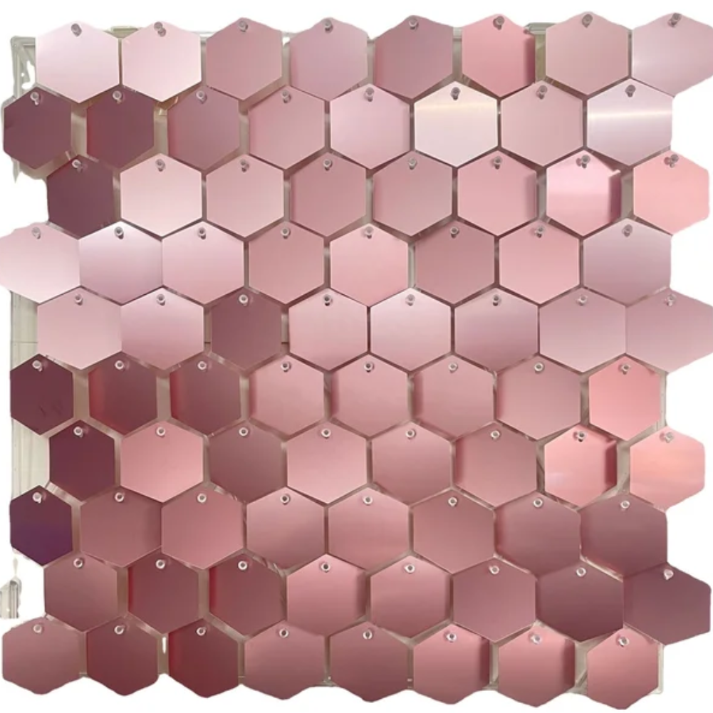 Shimmer Wall Panel HEXAGON POWDER PINK