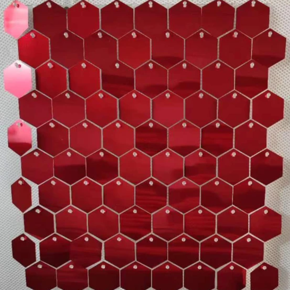 Shimmer Wall Panel HEXAGON RED