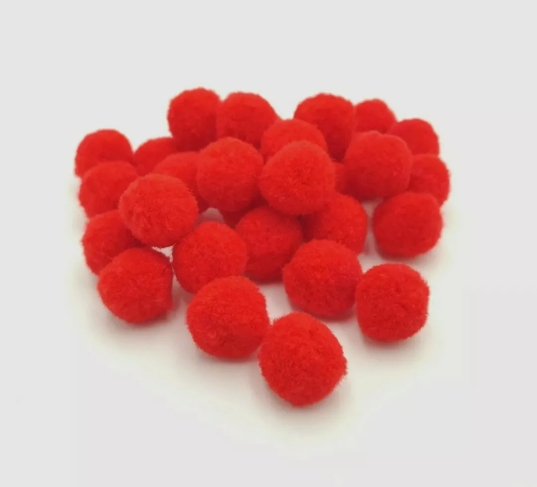 100 Red Pom Poms 10mm